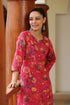 Women Fuchsia Floral Printed Pure Cotton Kurta with Trousers