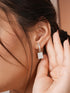 925 Sterling Silver Rhodium Plated Square Drop Bali Hoop Earrings