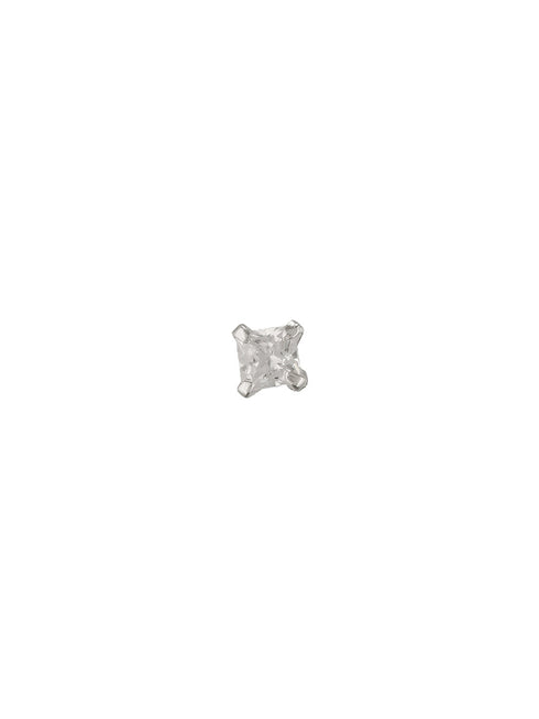 925 Sterling Silver Princess Cut AD Solitaire Single Studds Shiny Nose Pin