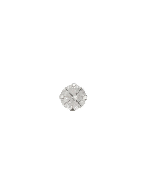 925 Sterling Silver Round AD Embellished Solitaire Shiny Nose Pin