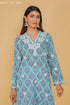 Mul Cotton Chikankari Long Kurta in Blue