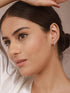 925 Sterling Silver Rhodium Plated CZ Studded Classic Hoop Earrings