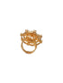 Gold Plated Zircon Studded 3 D Effect Adjustable Cocktail Finger Ring