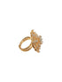 Gold Plated Zircon Studded 3 D Effect Adjustable Cocktail Finger Ring