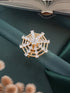 Gold Plated Zircon Studded 3 D Effect Adjustable Cocktail Finger Ring