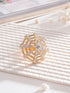 Gold Plated Zircon Studded 3 D Effect Adjustable Cocktail Finger Ring