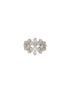 White Rhodium Plated Marquise Shaped Zircon Studded Floral Designer Cocktail Anniversary Finger Ring