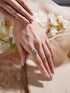 White Rhodium Plated Marquise Shaped Zircon Studded Floral Designer Cocktail Anniversary Finger Ring