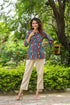Women Blue Ethnic Motifs Printed Pure Cotton Kurti