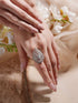 White Rhodium Toned Zircon Studded Adjustable Designer Cocktail Wedding Finger Ring