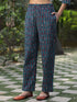 Women Navy Blue Ethnic Printed Cotton Embroidered Straight Kurta With Printed Trousers and Printed Dupatta