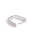 Rhodium Plated Oval Beaded Mini Hoop Earring