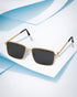 Unisex Gold and Black Toned Black Polarised Lens Rectangle Sunglasses