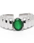 Rhodium Plated Emerald Blue Stone Adjustable Ring