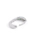 Rhodium Plated Emerald CZ Studded Huggie Hoop Earring