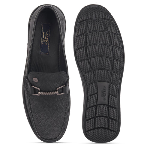 Men's Textured Leather Loafers with Cushioned EVA Comfort Sole