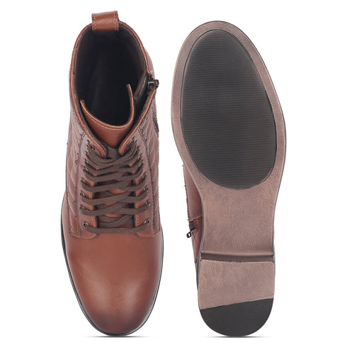 Women's Chic Quilted Ankle Combat Boot with Lace-Up Closure