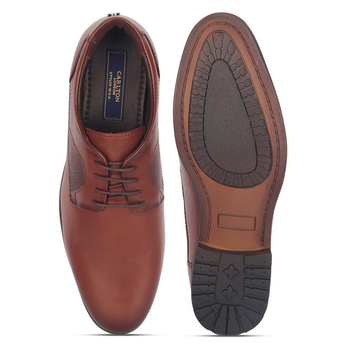 Men's Polished Cognac Leather Derby Dress Shoes