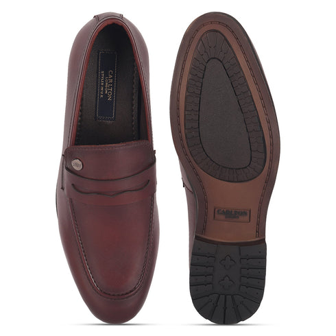 Men's Classic Smooth Leather Penny Loafers with TPR Sole