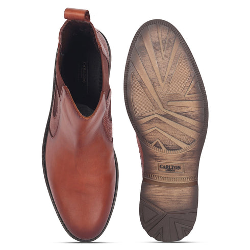 Men's Leather Chelsea Boots with Textured Side Panel