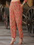 Women Green and Orange Floral Printed Pure Cotton Straight Kurta With Printed Trouser And Printed Dupatta