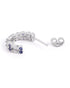 Rhodium Plated Blue Sapphire Studded Double Band Half Hoop Earring