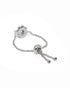 Rhodium Plated CZ Floral Adjustable Chain Ring