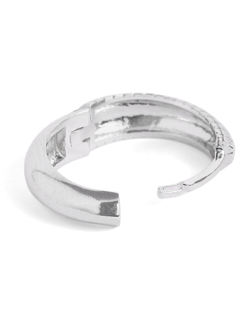 Rhodium Plated Textured Hoop