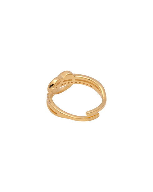 Gold Plated Red CZ Heart Adjustable Ring