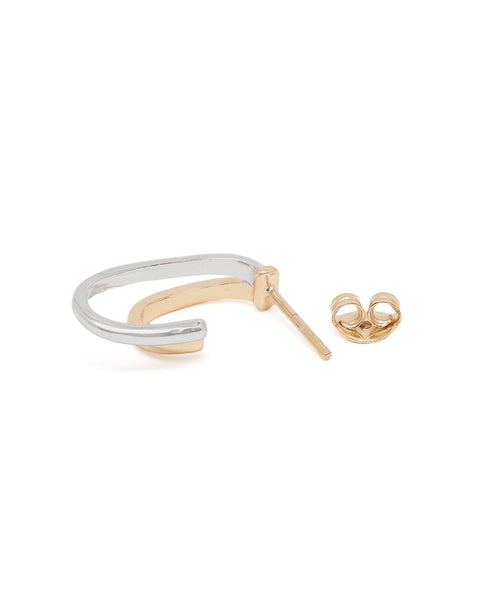 Two Toned Plated Sculpted Half Hoop Earring