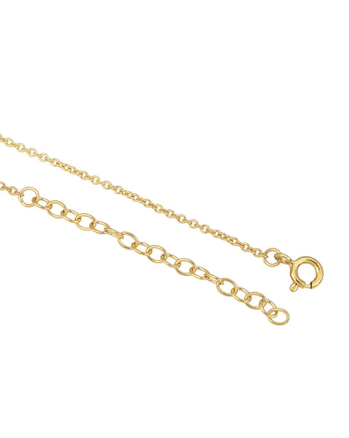 18kt Gold Plated CZ Bubble Letter R Pendant and Chain