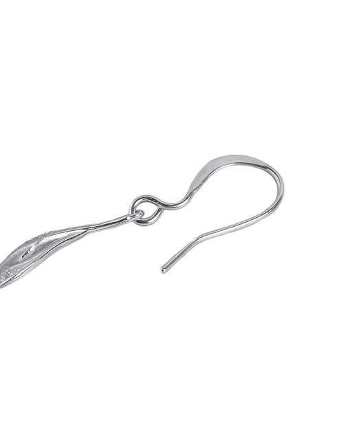 925 Sterling Silver Rhodium Plated CZ Contemporary Drop Earring