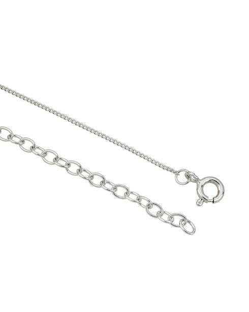 Rhodium Plated Solitaire Heart Pendant and Chain