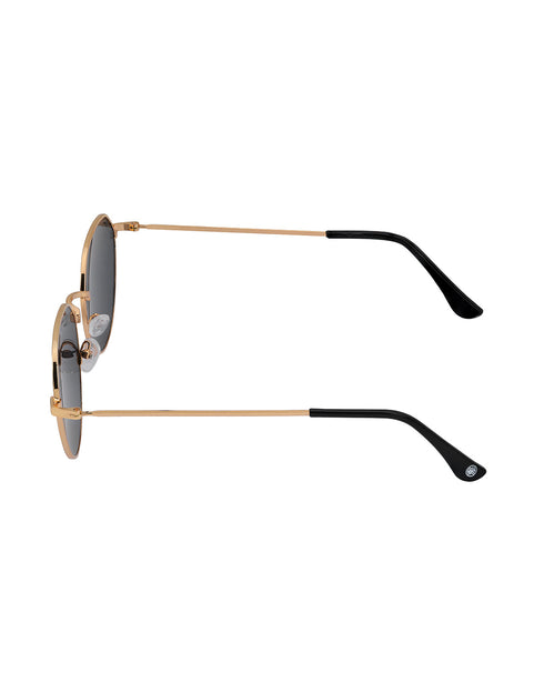 Women Gold and Black Toned Black UV Protected Lens Rectangle Sunglasses