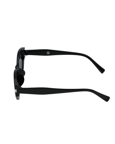 Women Black & Silver Toned UV Protected Black Lens Oval Sunglasses