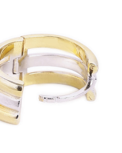 18kt Gold & Rhodium Plated Fashionable Layered Huggie Hoop Earring