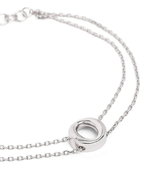 Rhodium Plated Double Chain Halo Bracelet