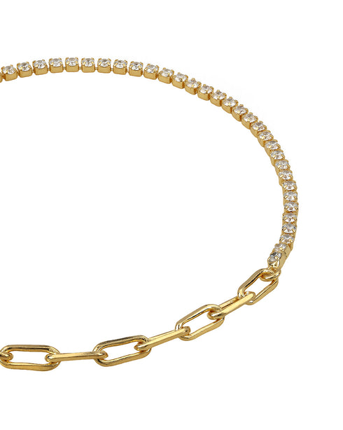 18kt Gold Plated Mix 'n' Match Stone Link Chain Wraparound Bracelet