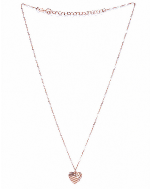 Women Gold Toned UV Protected Sunglasses & 18kt Rose Gold Plated CZ Heart Chain Set
