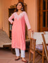 Saba Chikankari Long Kurta in Rayon cotton - Pink