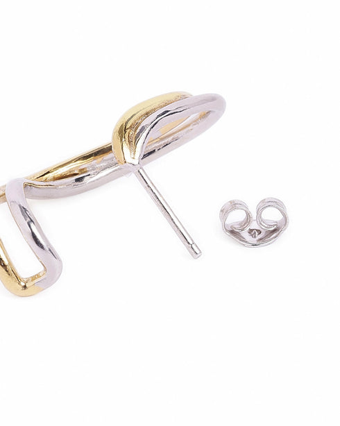 18kt Gold & Rhodium Plated Contemporary Ear Lobe Cuff Earring