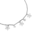 925 Sterling Silver Rhodium-Plated CZ Studded Floral Charm Bracelet