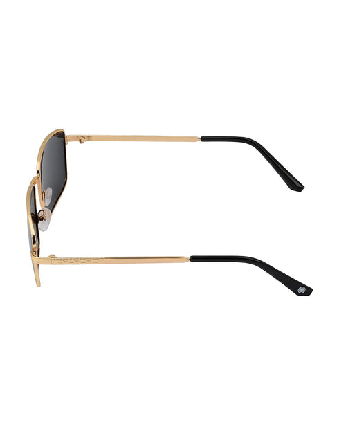 Men Gold and Black Toned Black Polarised Lens Rectangle Sunglasses