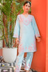 Kashmiri Aari Work Cotton Kurta Set - Sky Blue