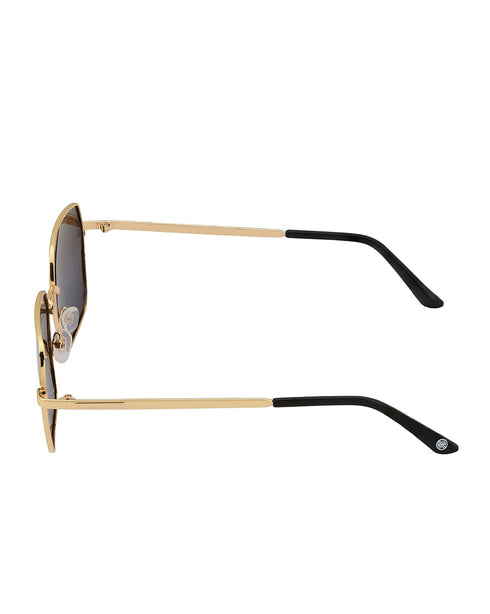 Women Gold and Black Toned Black Polarised Lens Rectangle Sunglasses