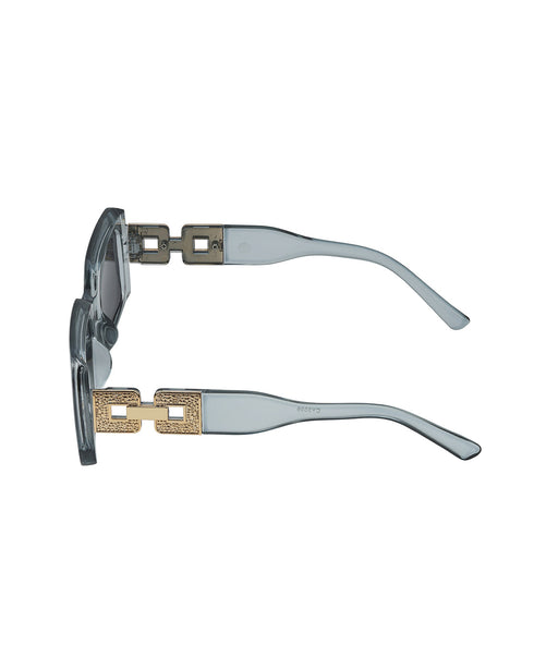 Women Grey & Gold Toned UV Protected Black Lens Square Sunglasses