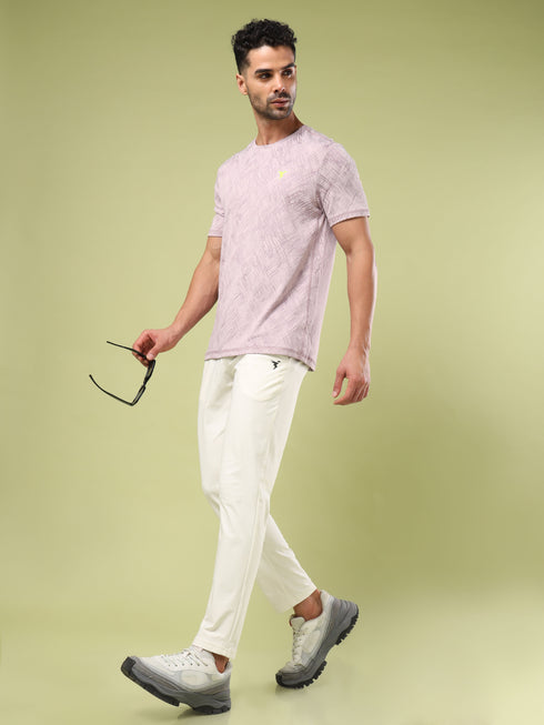 Men Jacquard Slim Fit Crew Neck T-shirt with DOUBLE COOL