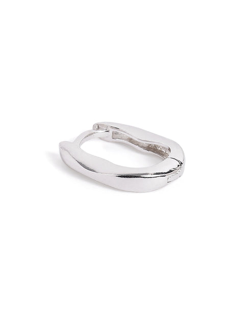 Rhodium Plated Contemporary Half Hoop Earring