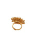 Gold Plated Zircon Studded 3 D Effect Adjustable Floral Engagement Cocktail Finger Ring