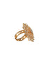 Gold Plated Zircon Studded 3 D Effect Adjustable Floral Engagement Cocktail Finger Ring